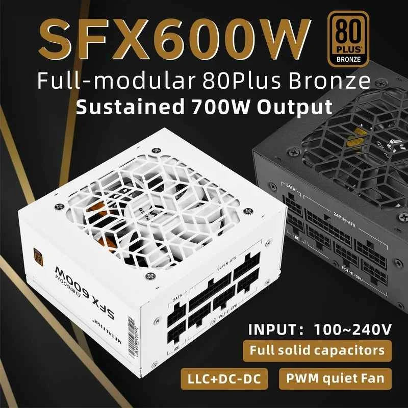 METALFISH Full-Modular SFX-500W 600W PSU 80Plus Bronze White Power Supply For Mini ITX Chassis Small Computer Case 100/220V