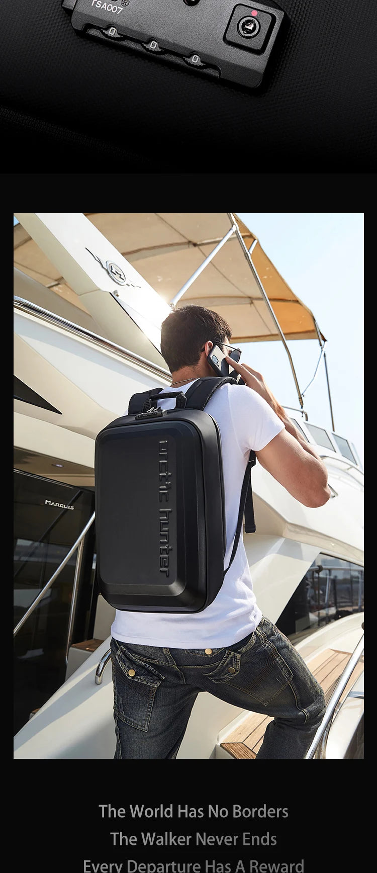 ARCTIC HUNTER Anti-Theft Mochilas Business Backpack Waterproof EVA Hard Shell Carbon Fiber Motorcycle USB Sports Backpack