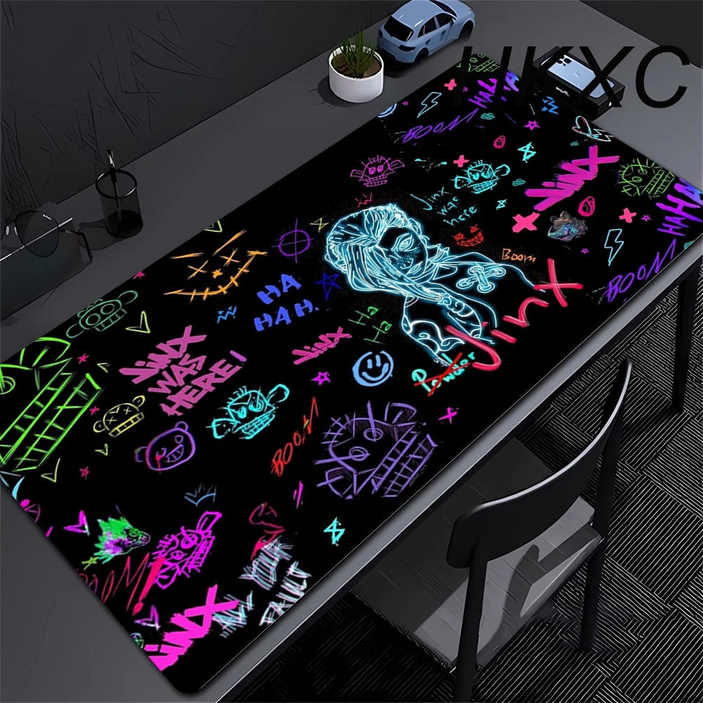 Arcane Jinx Anime Mouse Pad Large Computer Office Game Table Mats XXL Rubber Anti-slip Gaming Keyboard Mousepads Long Desk Pads