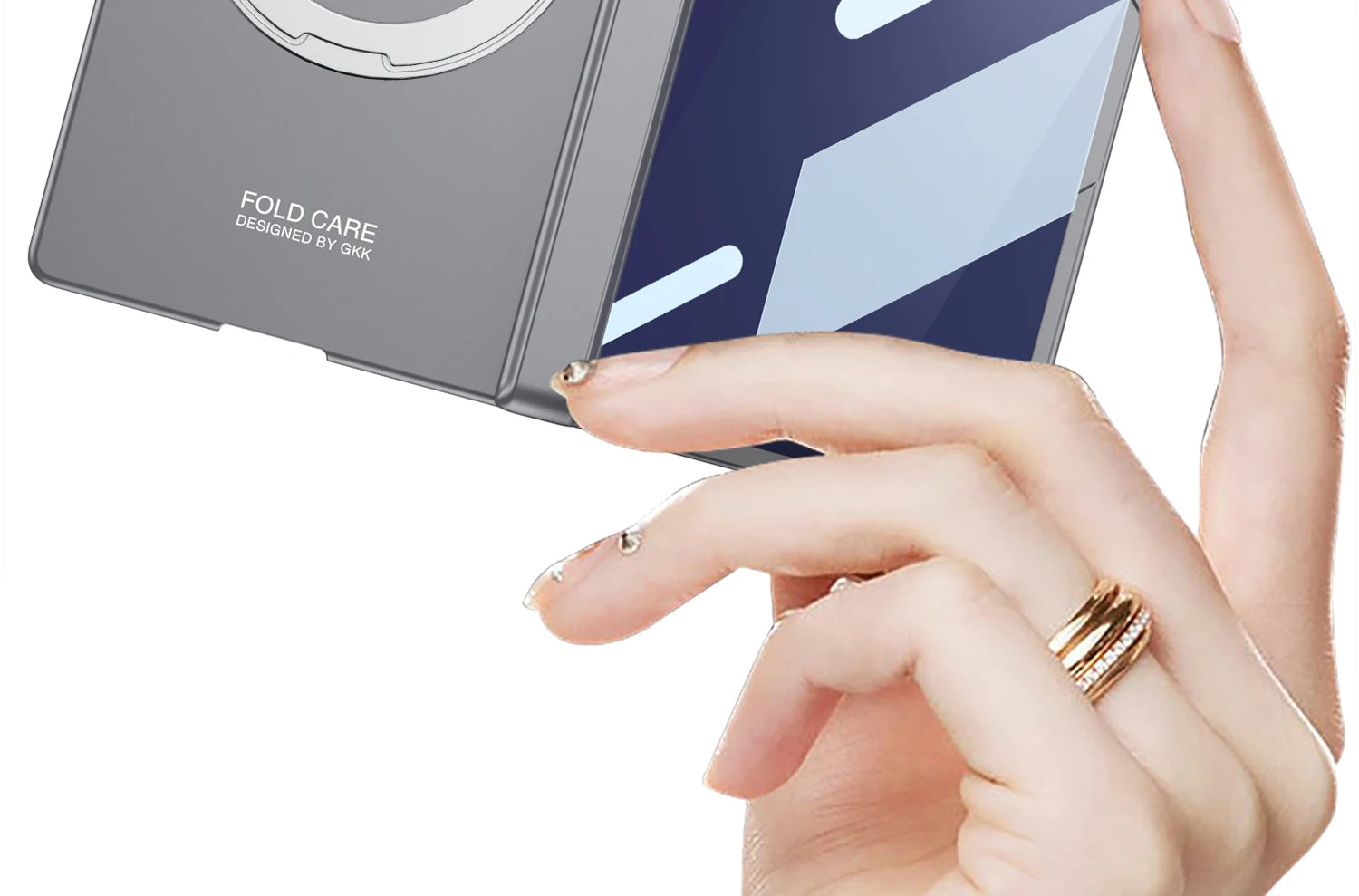 Magsafe Rotating Bracket Case For Samsung Galaxy Z Fold 7 Skin-feel Matte With Glass Film ZFold7 Magnetic Hinge Protective Cover