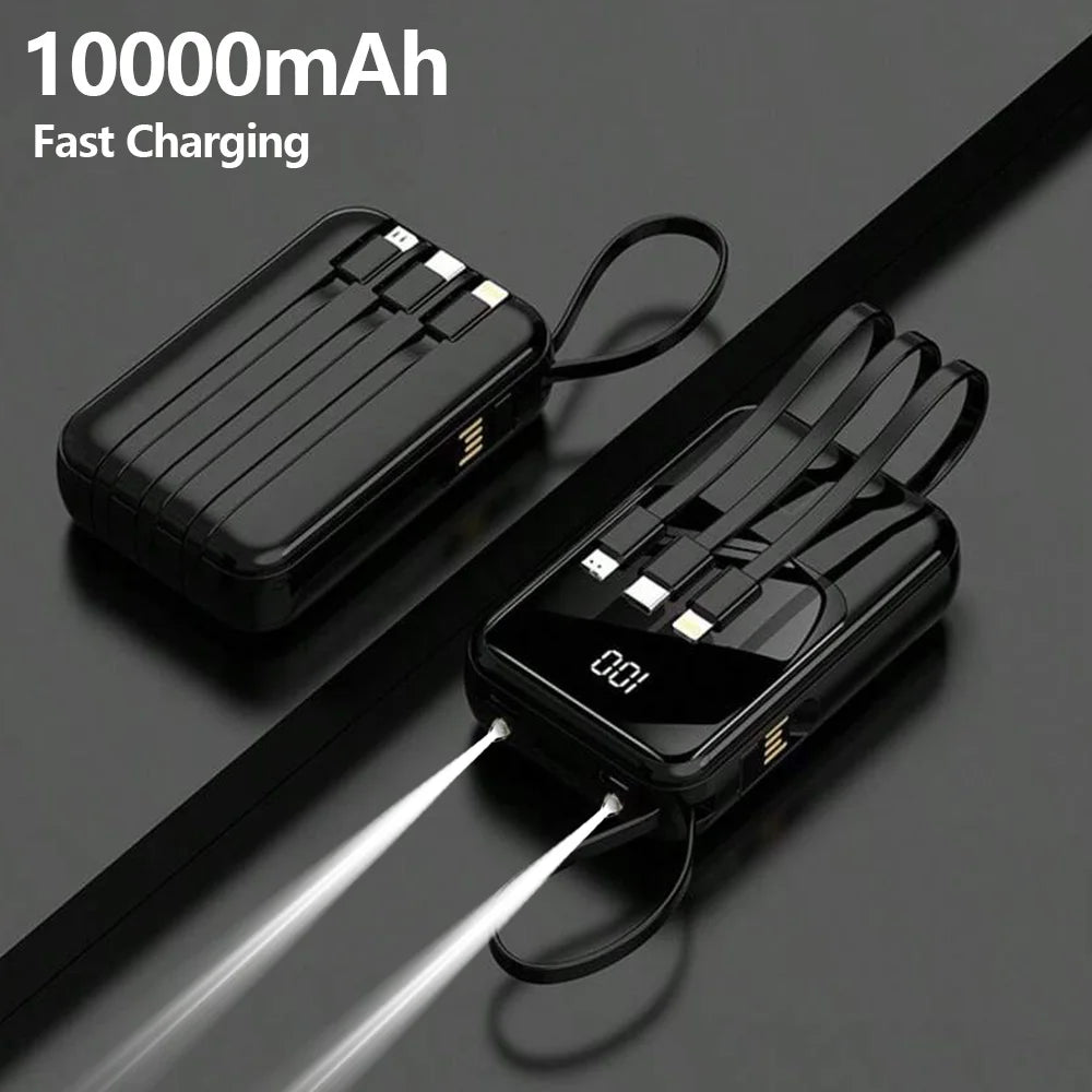 10000mAh Portable charger for phone, Power Bank Built-in 4 Cables and Flashlight ,PD22.5W Fast Charge USB C Battery Pack Compatible with IPhone and Sumsang Android,etc, Camping Travel Essentials