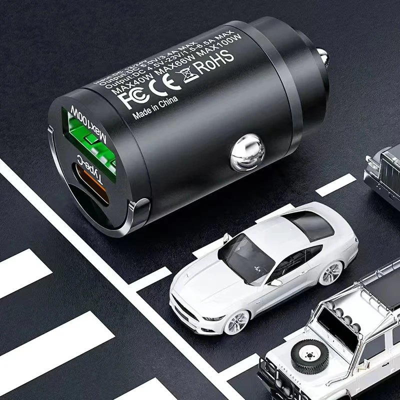 100W USB Car Charger Lighter Fast Charging USB Type C Car Phone Charger Adapter for iPhone Xiaomi Samsung Quick Charge 3.0 QC3.0