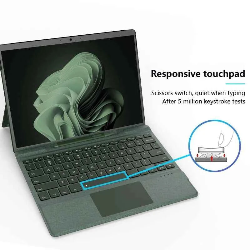 2025 New Color Microsoft Surface Pro 8/9/X/10/11 Bluetooth Magnetic Keyboard with Pen Slot,Touchpad and 7-color Backlit Keyboard