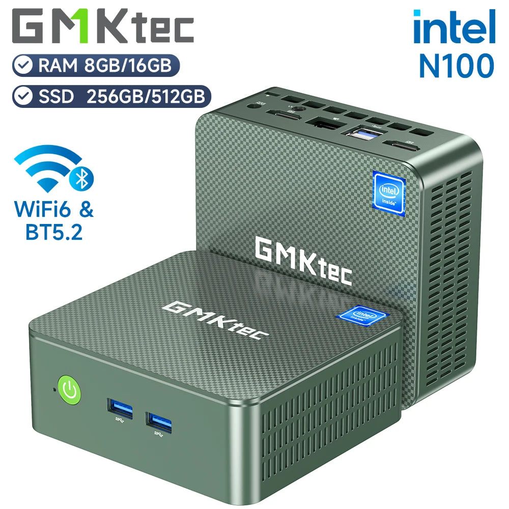 GMKtec G3 Mini PC Intel Alder Lake N100 Windows 11 Pro Mini PC 8/16GB DDR4 256/512GB PCIe M.2 SSD WiFi 6 BT5.2 Desktop Computer - WinSupport Tech