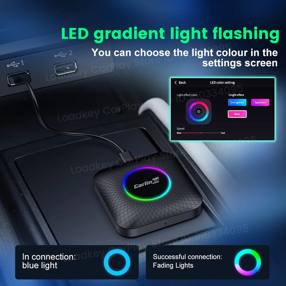 Carlinkit Ai Box Android 13 Led Wireless Android Auto & CarPlay Smart Tv Box QCM6225 Support Youtube Netflix Car Accessories
