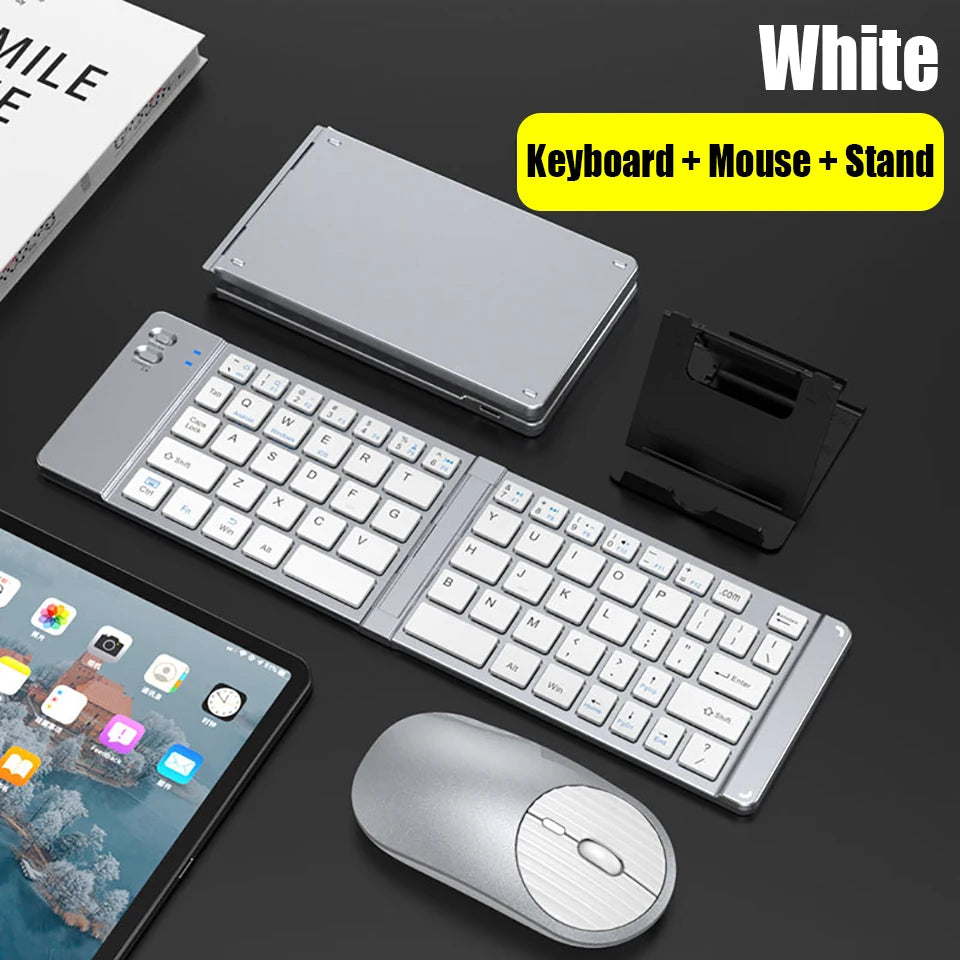 HKYC Mini two fold the third mock examination Bluetooth 2.4G keyboard and mouse set type-c charging tablet
