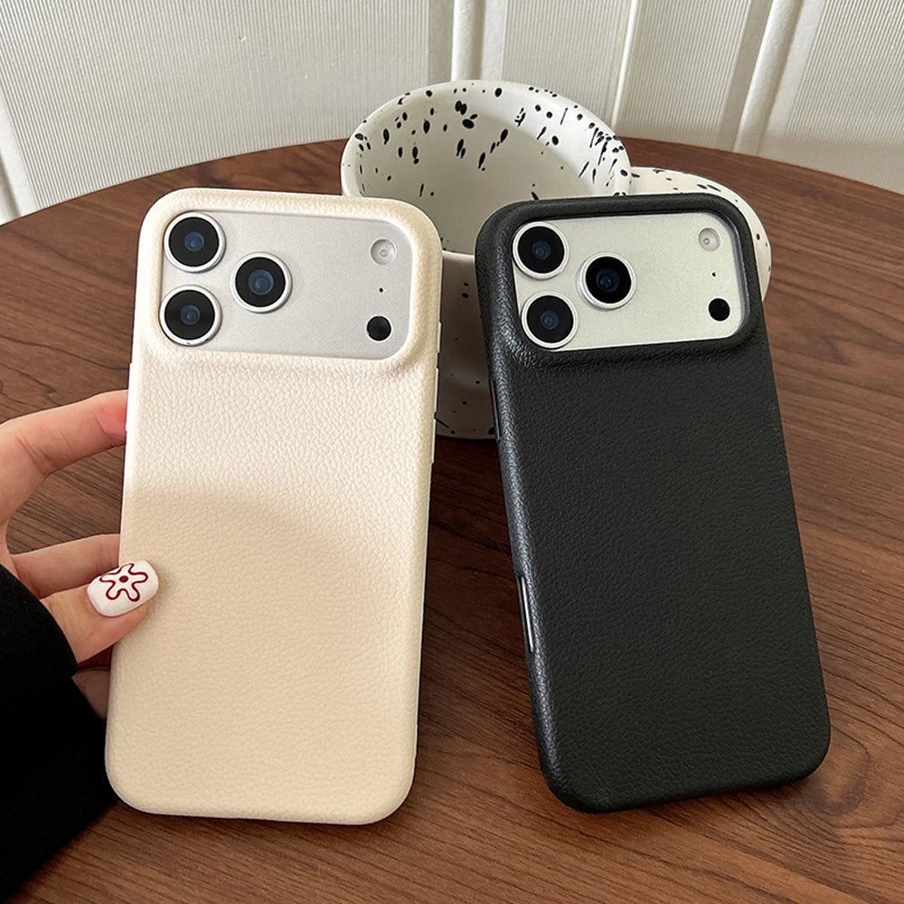 Luxury Leather Texture Phone Case for iPhone 17 pro Max/Air 16/15/14/13/12/11 plus pro Max - Shockproof Soft TPU Cover Shell