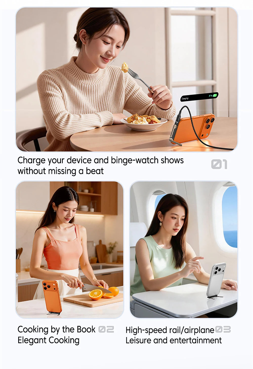 240W 2 in 1 Portable Foldable Phone Stand Fast Charging OTG Type-C Male to USB-C Female Converter For iphone17 16 Samsung