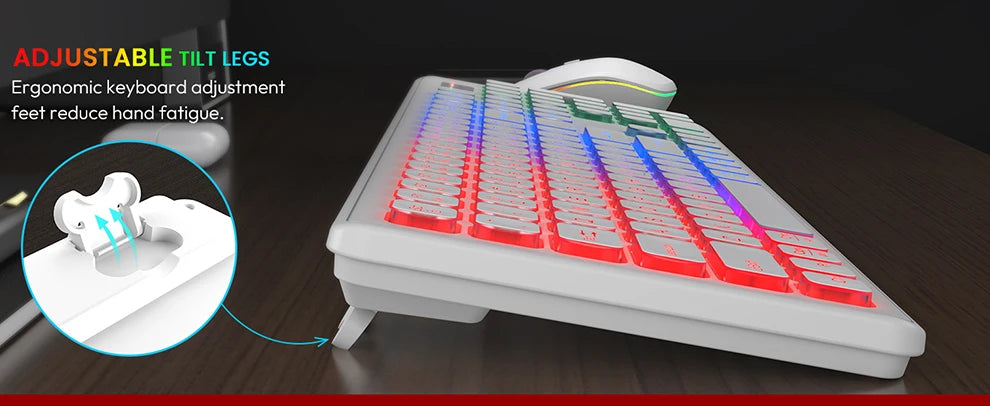 Backlit Wireless Keyboard and Mouse,Quiet Light Up Keys, Tilt Legs, Rechargeable USB Cordless Combo for Computer, PC, Laptop