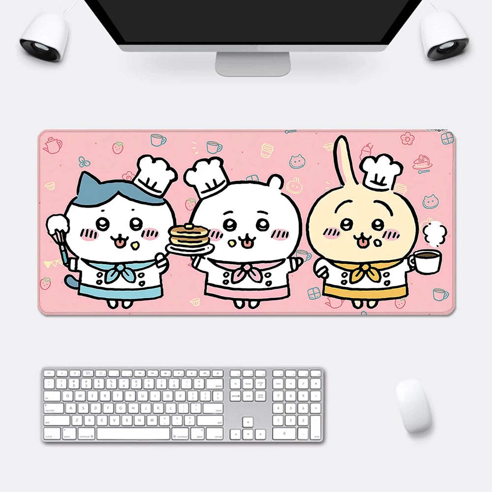 Cute Anime Chiikawas Mousepad HD Printing Computer Gamers Locking Edge Non-slip Mouse Pad XXL90x40cm Keyboard PC Desk Pad
