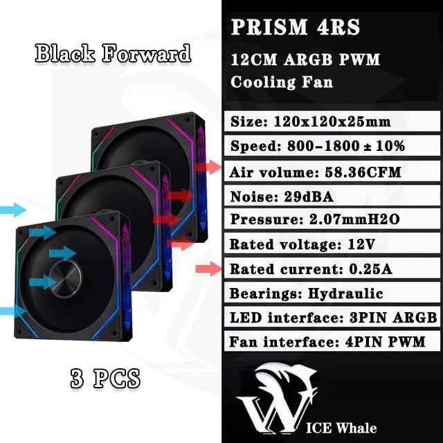 ICE Whale Prism 4RS ARGB PC Case Fan 120mm Infinity Mirror Design Motherboard Lighting Sync 4PIN PWM CPU Fan