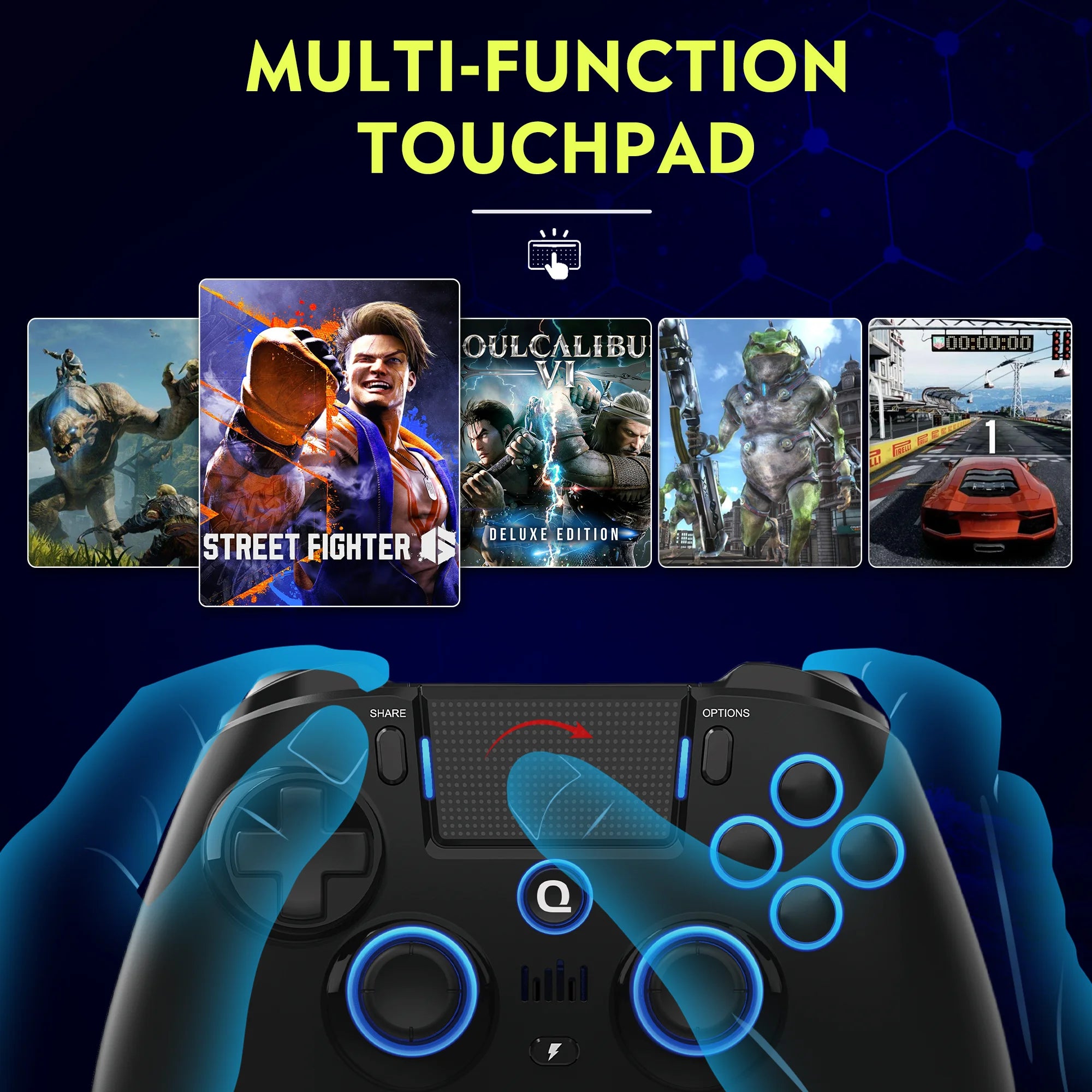 Original QRD Spark N5 Wireless Controller For PS4/PS3/IOS/Android/PC Hall Joystick Vibration Effect For PS5 Via Converter