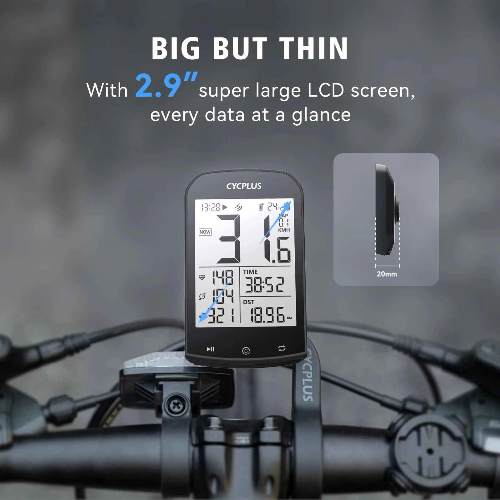 CYCPLUS M1+Z1 Cycling GPS Wireless Bike Computer With BLE 5.0/ANT+ with 2.9