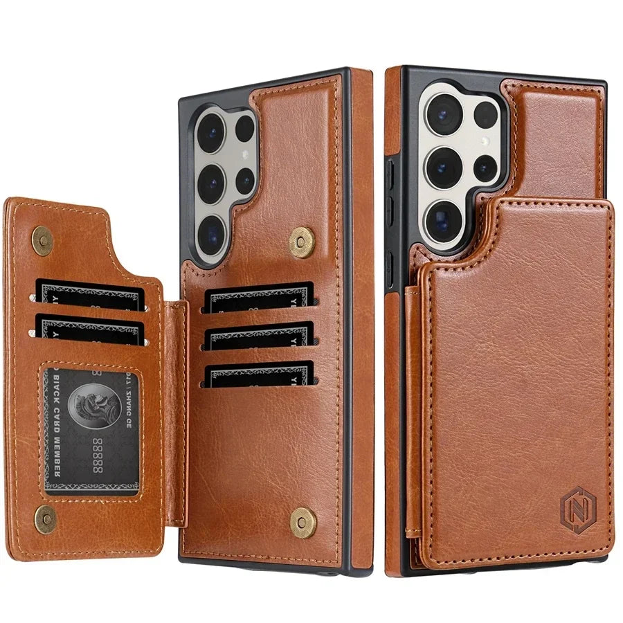 Wallet RFID Blocking Layer Protect Anti-Theft Magnetic Leather Case For Samsung Galaxy S26 Ultra S26 Plus S26 Cover