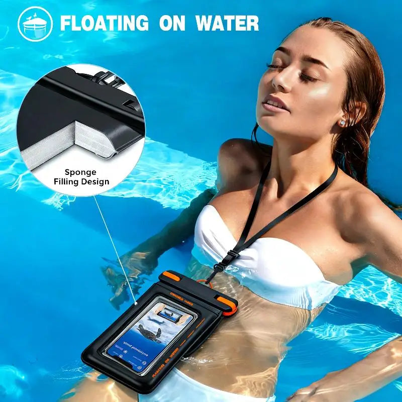 【C】Double Space Waterproof Phone Pouch with Lanyard Floating Waterproof Case for iPhone 17 pro Max 16 15 14 S26 S25