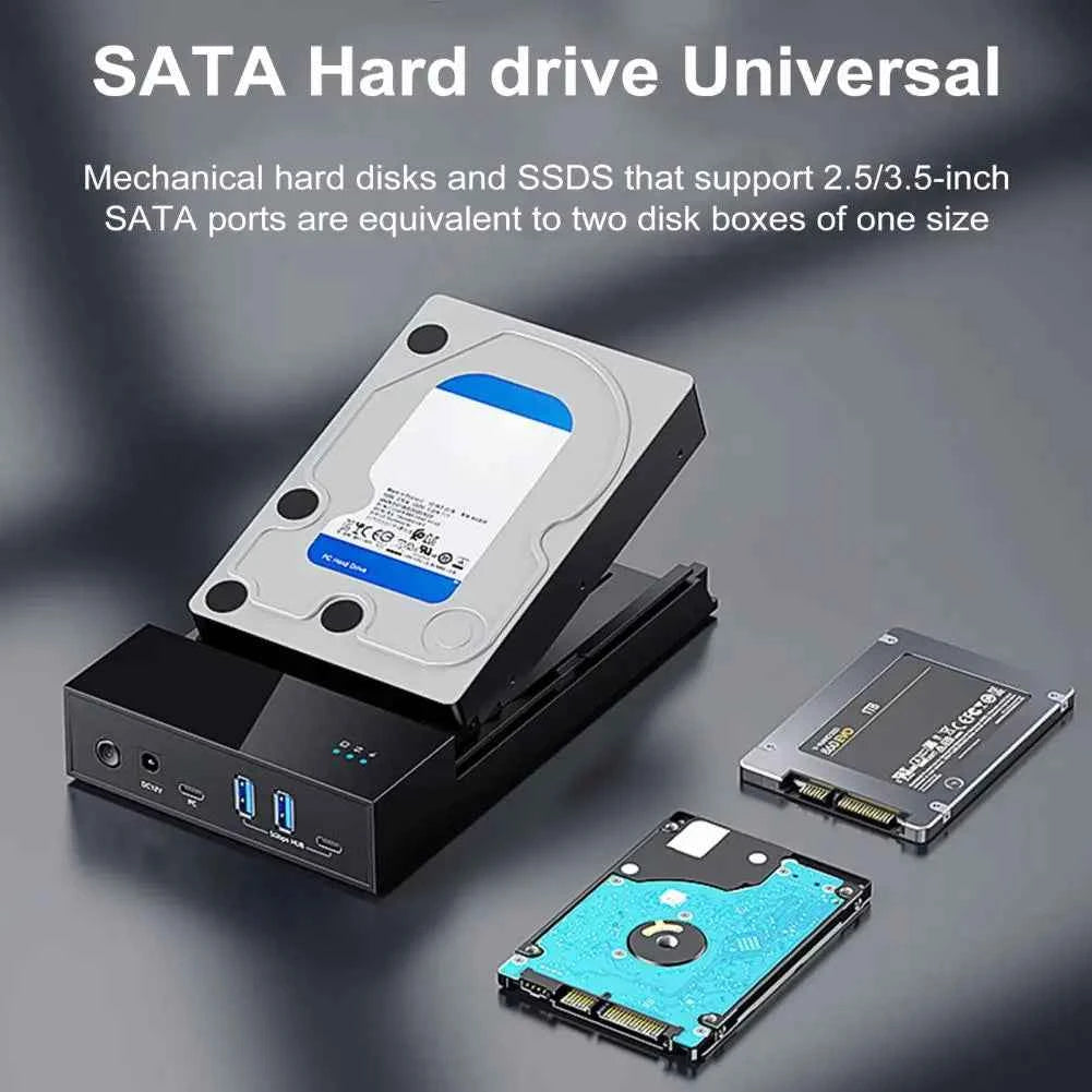 UK Plug 3.5-inch 2.5-inch External Hard Drive Enclosure Multi-Port Hub USB 3.0 to SATA Hard Drive Docking Station 20TB