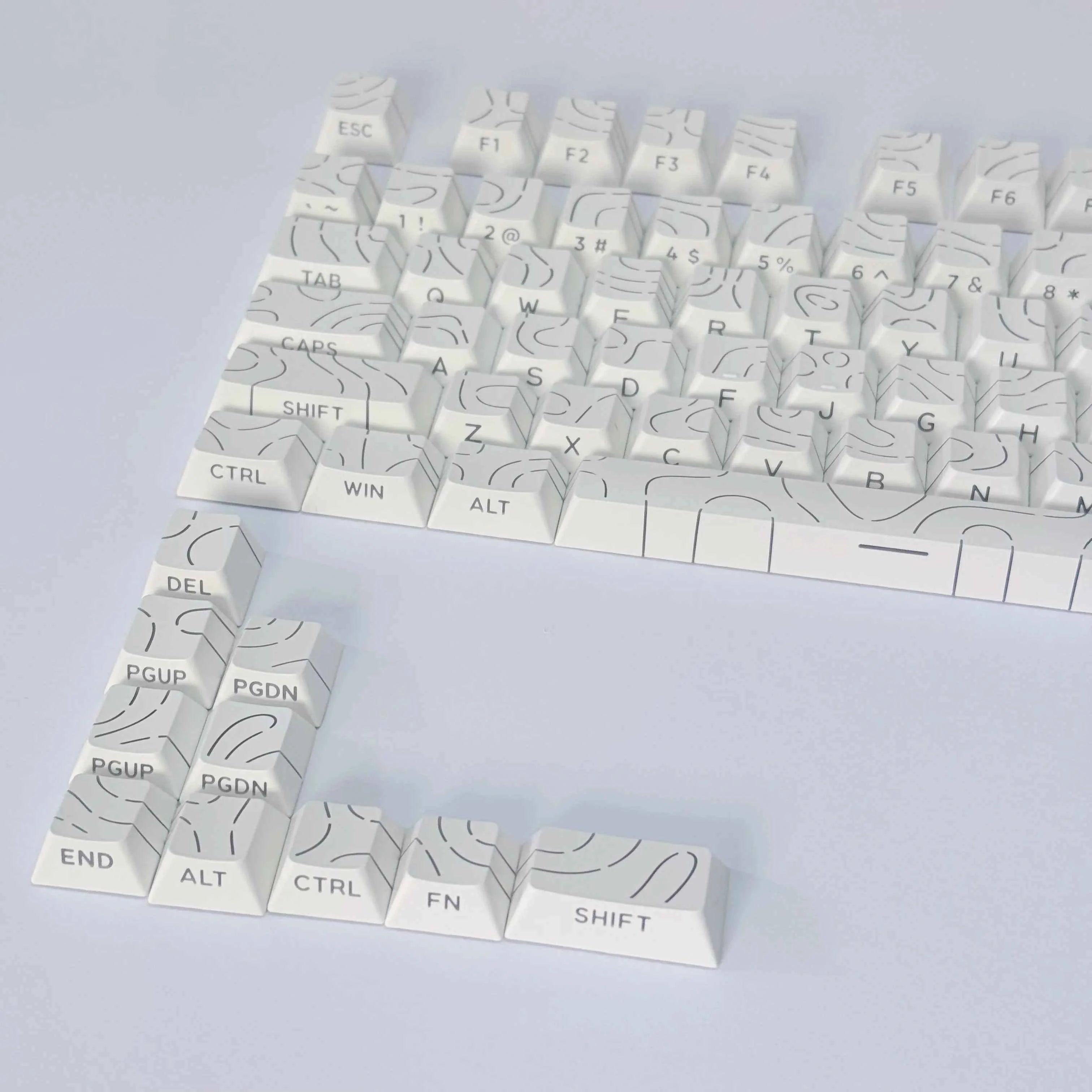 Lines Sided Shine Through Keycaps Cherry Profile Black White 97/133 Keys Customer keycaps for Mechanical Keyboard 60% 65% 75%