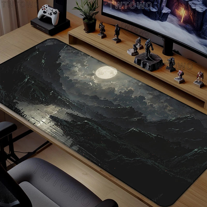 Black Moon Night Mouse Pad Gaming printon demand Custom Large HD Mousepad XXL keyboard pad Office Soft Carpet Table Mat Mice Pad
