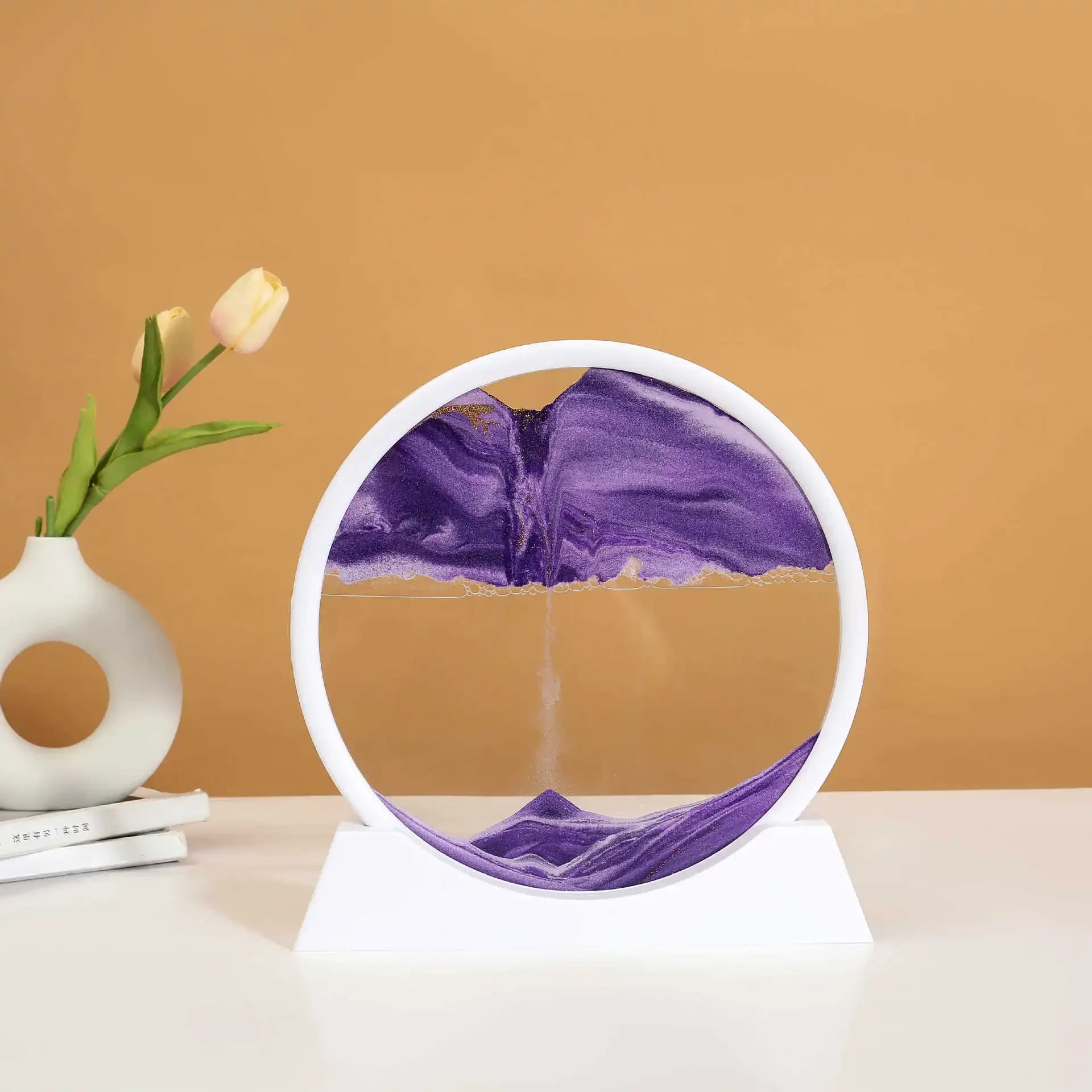 3D Sandscape Moving Sand Art Picture Round Glass Deep Sea Hourglass Quicksand Craft Flowing Sand Painting Office Home Decor Gift
