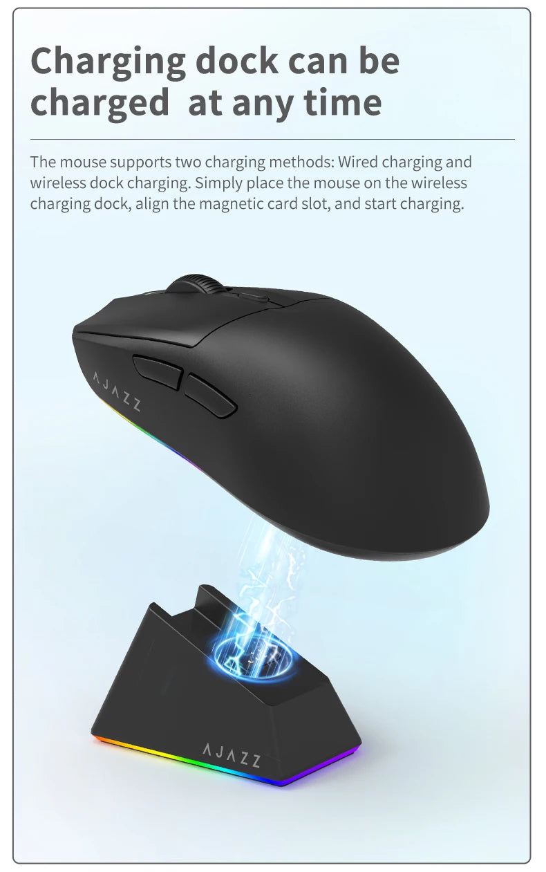 AJAZZ AJ139 V2 MC Magnetic Wireless Mouse, Ergonomic & Lightweight, for PC Gaming and Office Use, PAW3395 Sensor