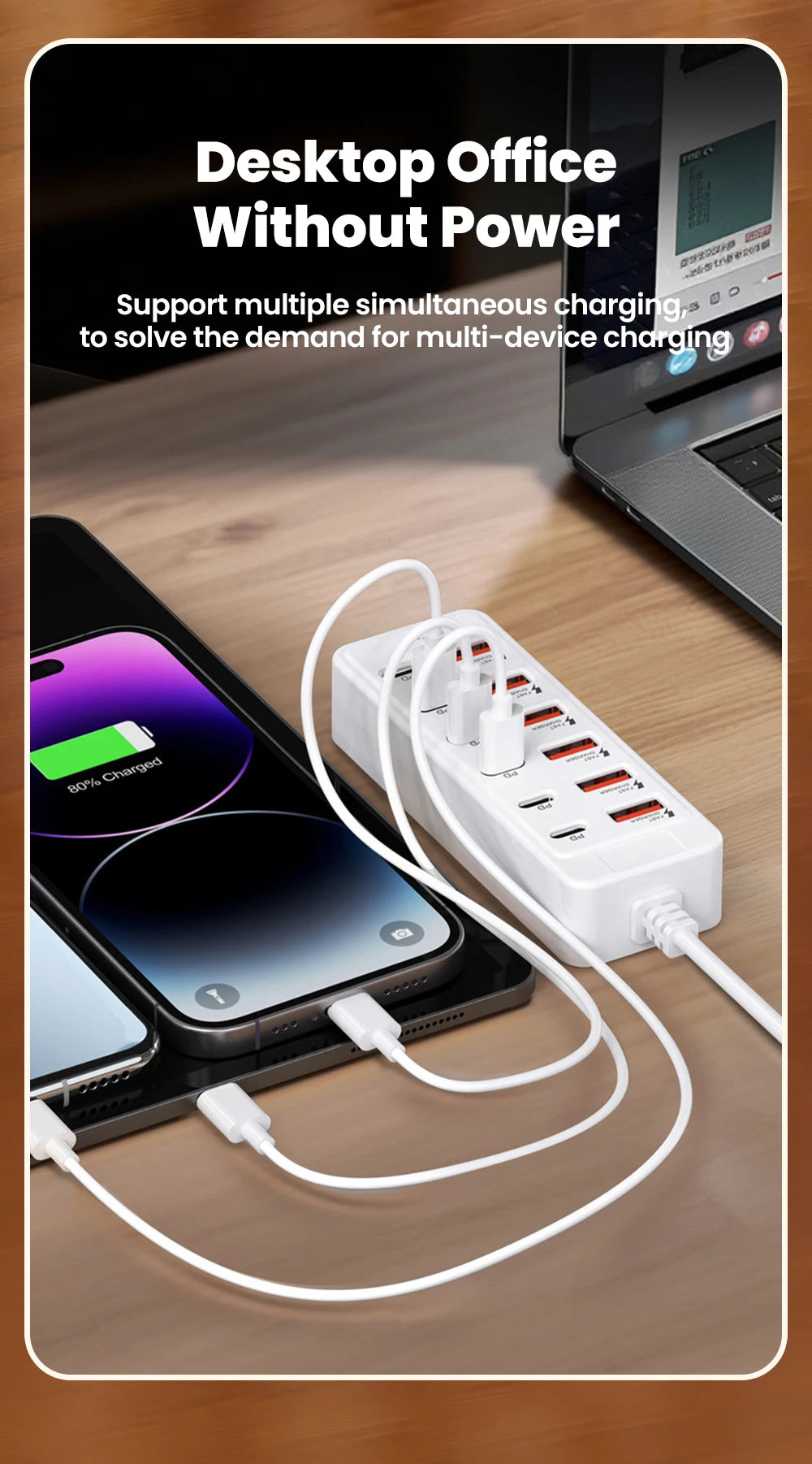 12 IN1 Power Strip Multi Port USB Charger Station Wall Desktop Power Adapter USB Type C Fast Charging Charger For iPhone Samsung