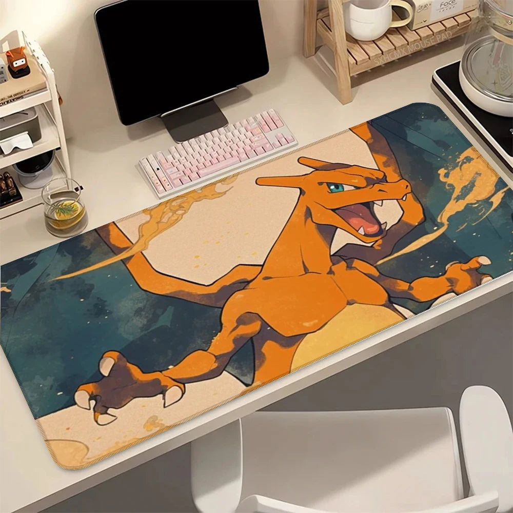 Gigantamax Charizard P-Pokemon Mouse Pad Large Extended Keyboard Mat Stitched Edges Ideal for Anime Collectors & Gamer Gifts