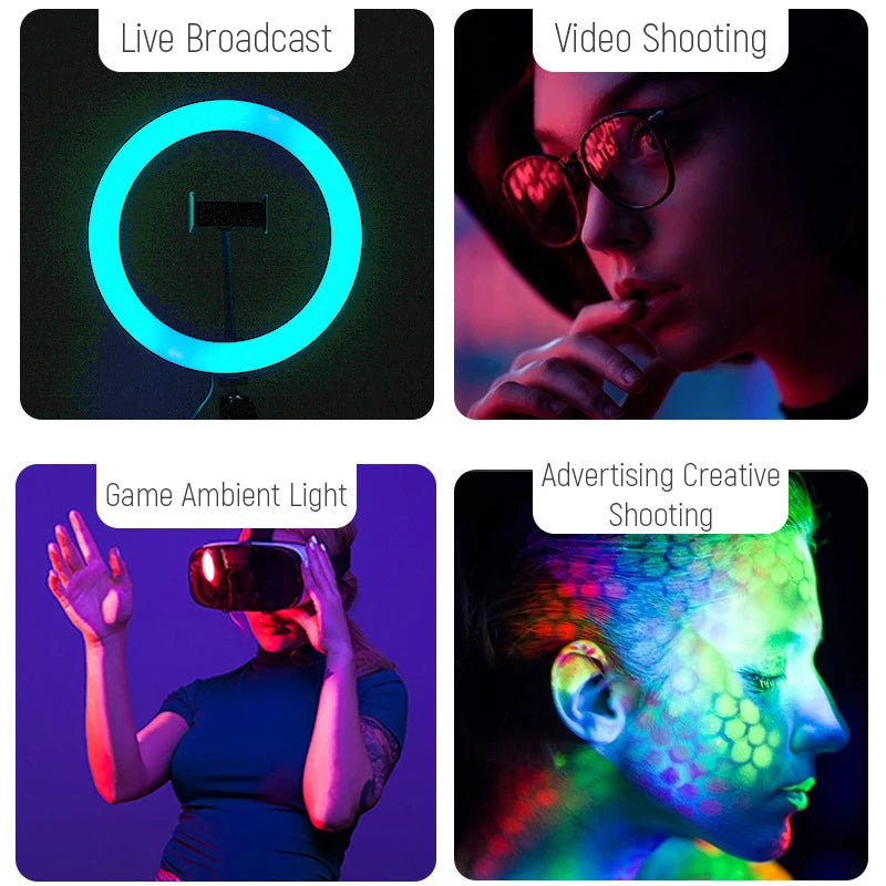 10 13 Inch Ring Light Dimmable Selfie Lamp Pptional Tripod Photographic Lighting Studio Video Lights For Live Make Up Youtube