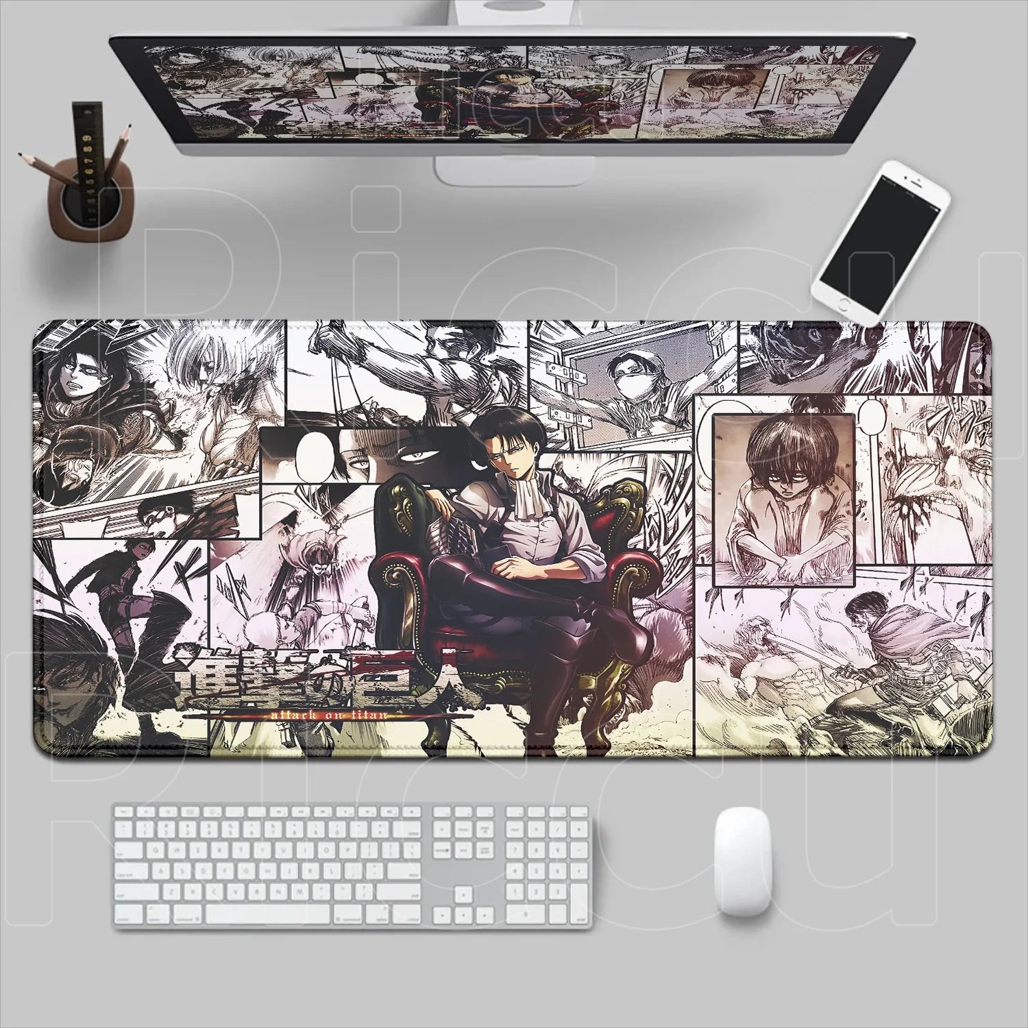 New HD Printing Attack on Titan Anime Desk Mat Large Lock Edge Mouse Pad Computer Mousepad Gaming Laptop Keyboard Mouse Mats Rug