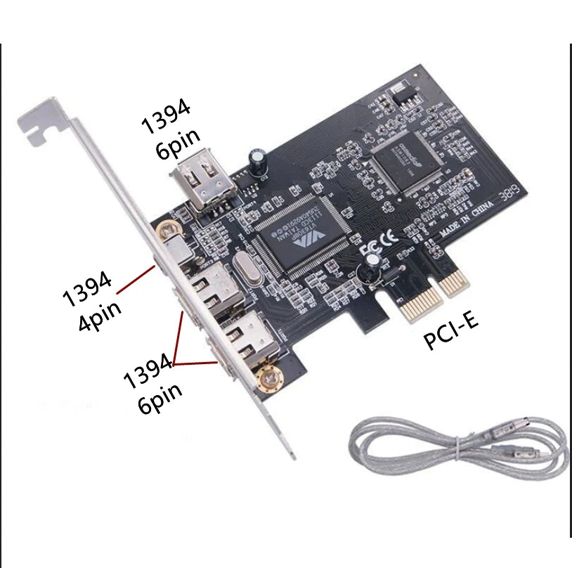 FireWire 1394a IEEE PCI-E PCI Express 1394 Controller Card Stable High Speed Data Transfer with Firewire Cable Pcie Control Card