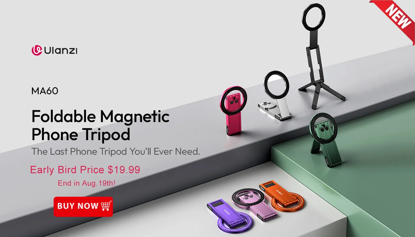 Ulanzi MA30 Magsafe Phone Tripod Dual-sided Magnetic Phone Holder Phone Stand for Iphone 16 15 Outdoor Travel Vlog LiveStreaming