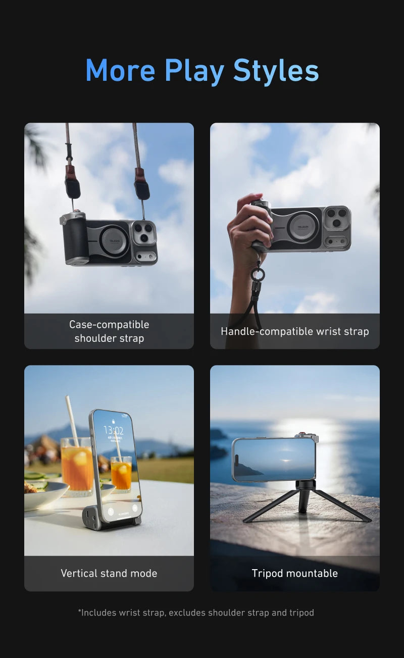 TELESIN Master Grip Kit for iPhone 17 Pro ProMax Phone Camera Magnetic Grip Graphene Case for iPhone Cooling Phone Handle Holder