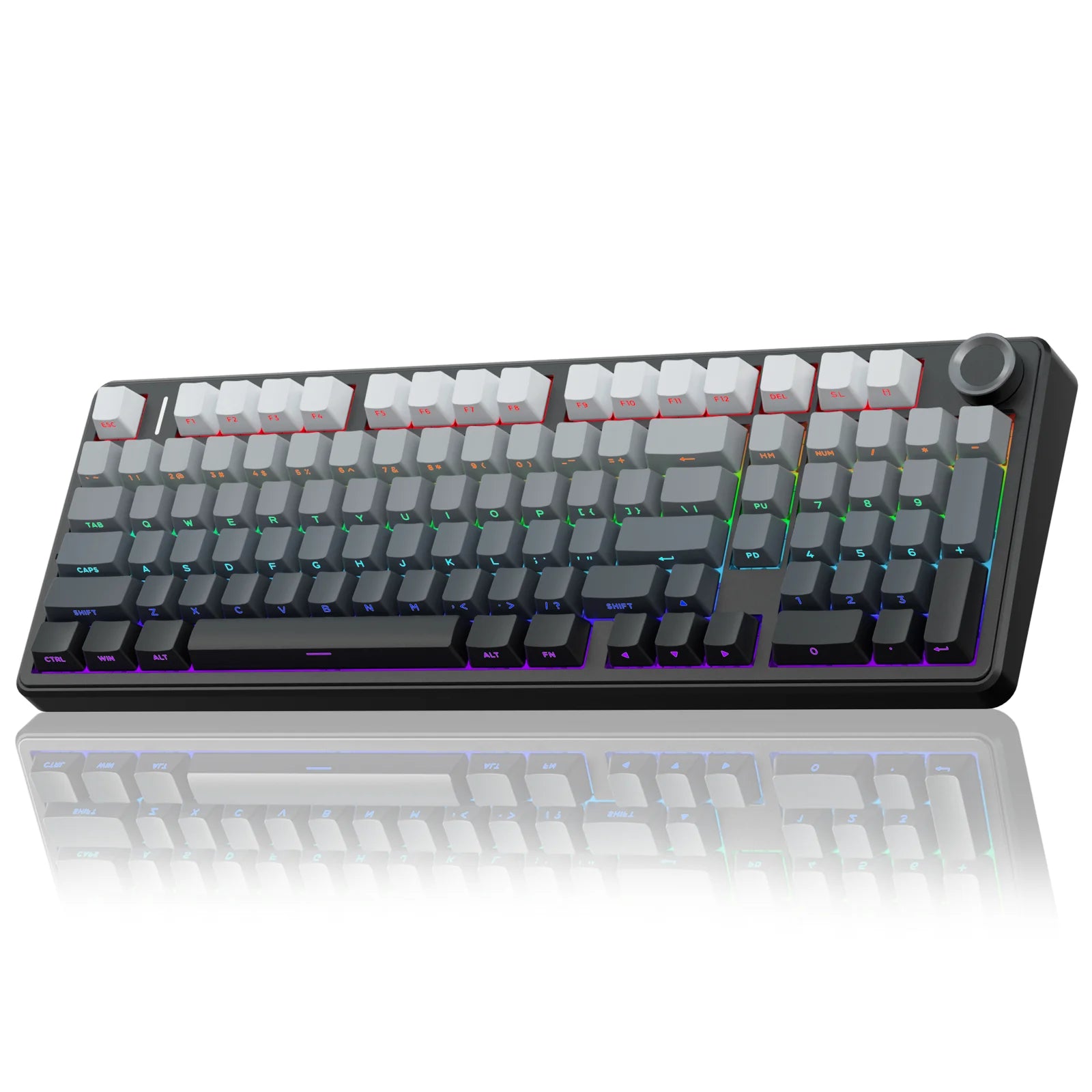 AULA F99pro Wireless Gaming Keyboard Gasket Structure Compatible with 3/5 Pins Hot-swap Mechanical Keyboard with Media Knob