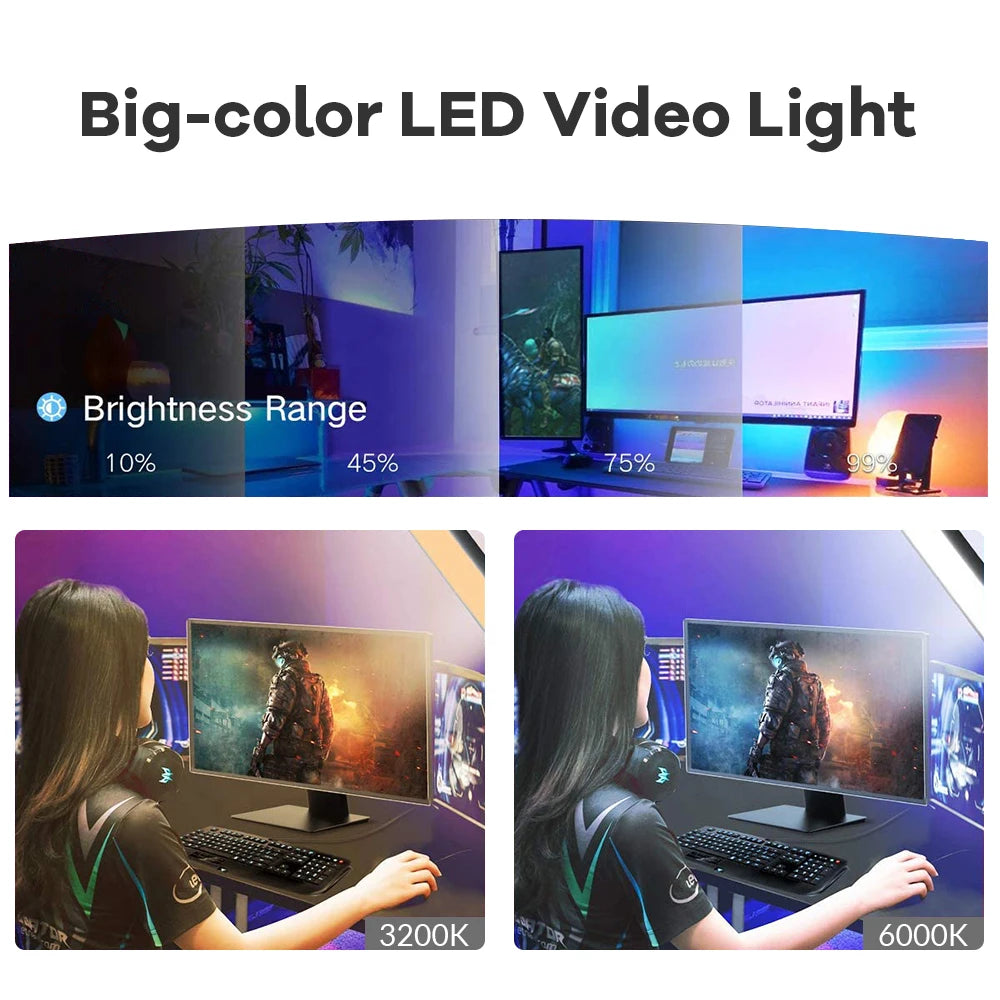 Video Led Light Photography Selfie Dimmable Video Fill Light for Photo Studio Live Stream Fill Lamp for Tiktok Youtube