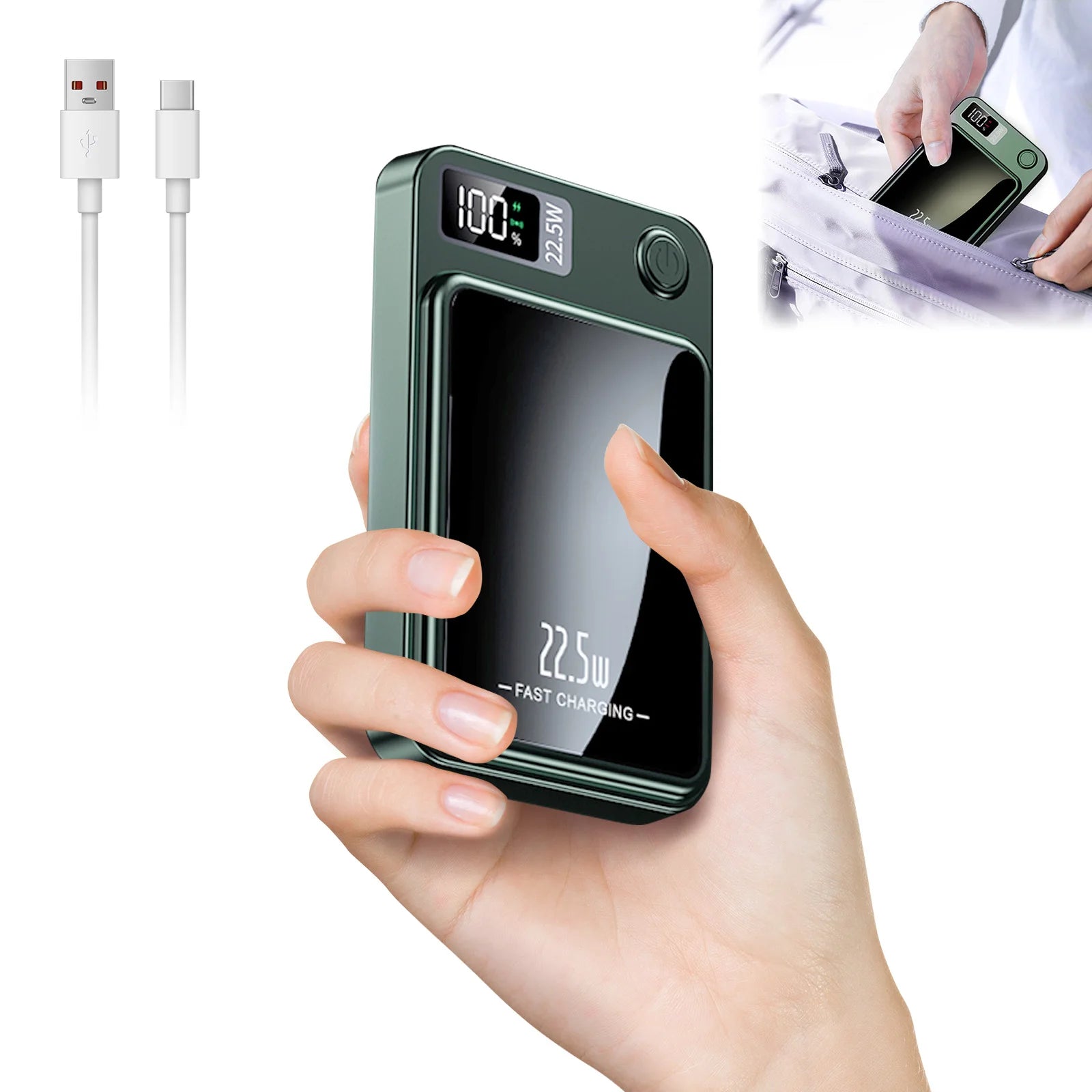 Magnetic Wireless Power Bank Fast Charging PD 22.5W 10000mAh Portable Charger USB-C External Battery For Iphone Huawei Samsung