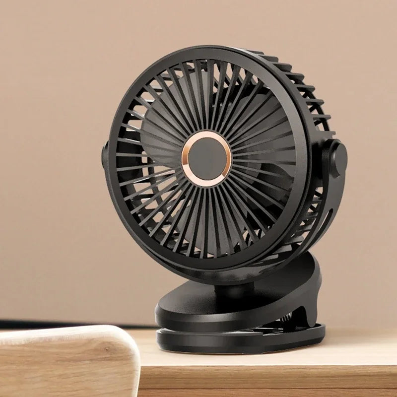 Mini 10000mAh Chargeable Clipped Fan 360° Rotation 4-speed Wind USB Desktop Ventilator Silent Air Conditioner for Bedroom Office