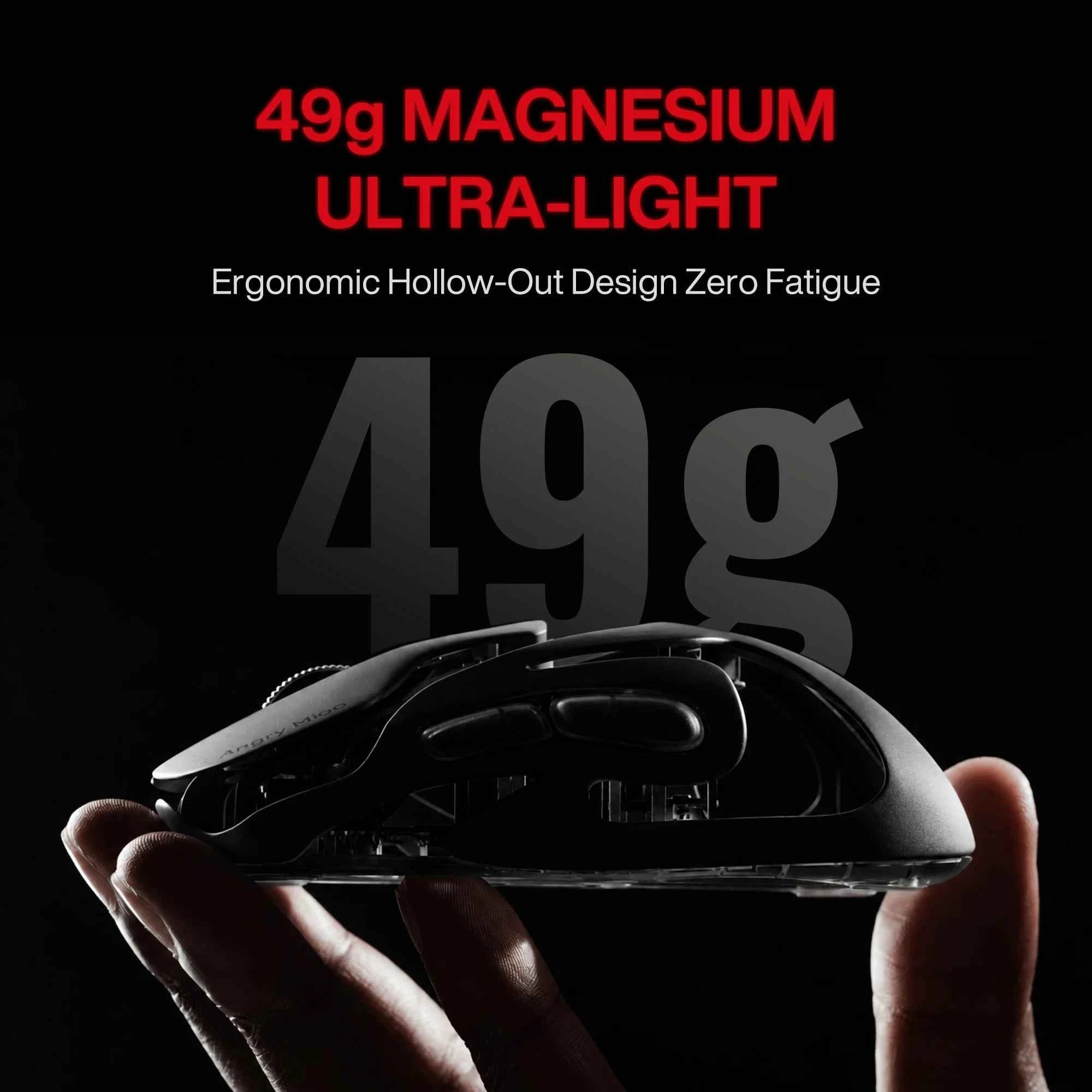 Angry Miao Infinity Gaming Wireless Mouse Metal Ultralight Hollow Hot-Swappable PAW3950 Dual 8K Wired Tri-Mode