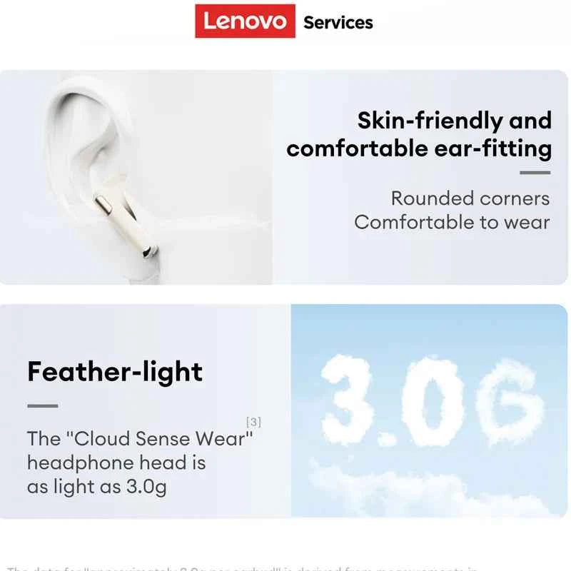 Lenovo Original Wireless Earphones Bluetooth 6.0 Long Battery Life Music Gaming Headphones HiFi Stereo Sound HD Call IP54 Earbud