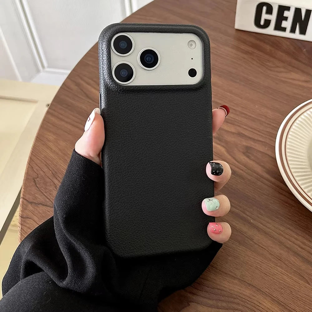 Luxury Leather Texture Phone Case for iPhone 17 pro Max/Air 16/15/14/13/12/11 plus pro Max - Shockproof Soft TPU Cover Shell