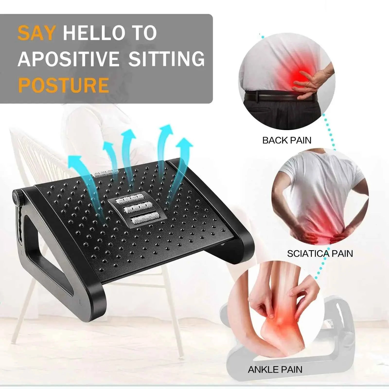 Foot Rest with Massage Surface Height Adjustable High Chair Footrest for Office Gaming Chair For Travel Work Home