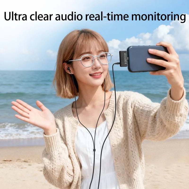 Wireless Lavalier Lapel Microphone Plug and Play Mobile Phone Mic AI Noise Reduction Dual-Microphone Vlog Recording Short Videos