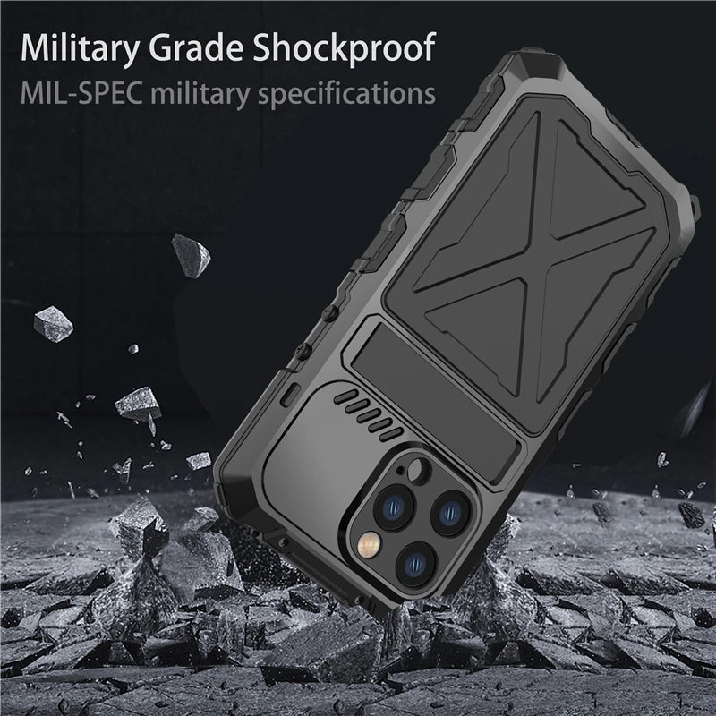 Heavy Duty Protection Armor Metal Aluminum Phone Case for iPhone 14 Pro Max 14 Plus Shockproof Cover