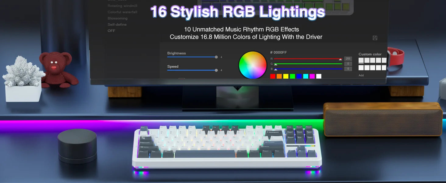 AULA F87 Wireless Keyboard 87 Keys Compact TKL 3 Modes Gasket Gaming Keyboard Hot-Swap RGB Custom RGB Backlit Bluetooth Keyboard