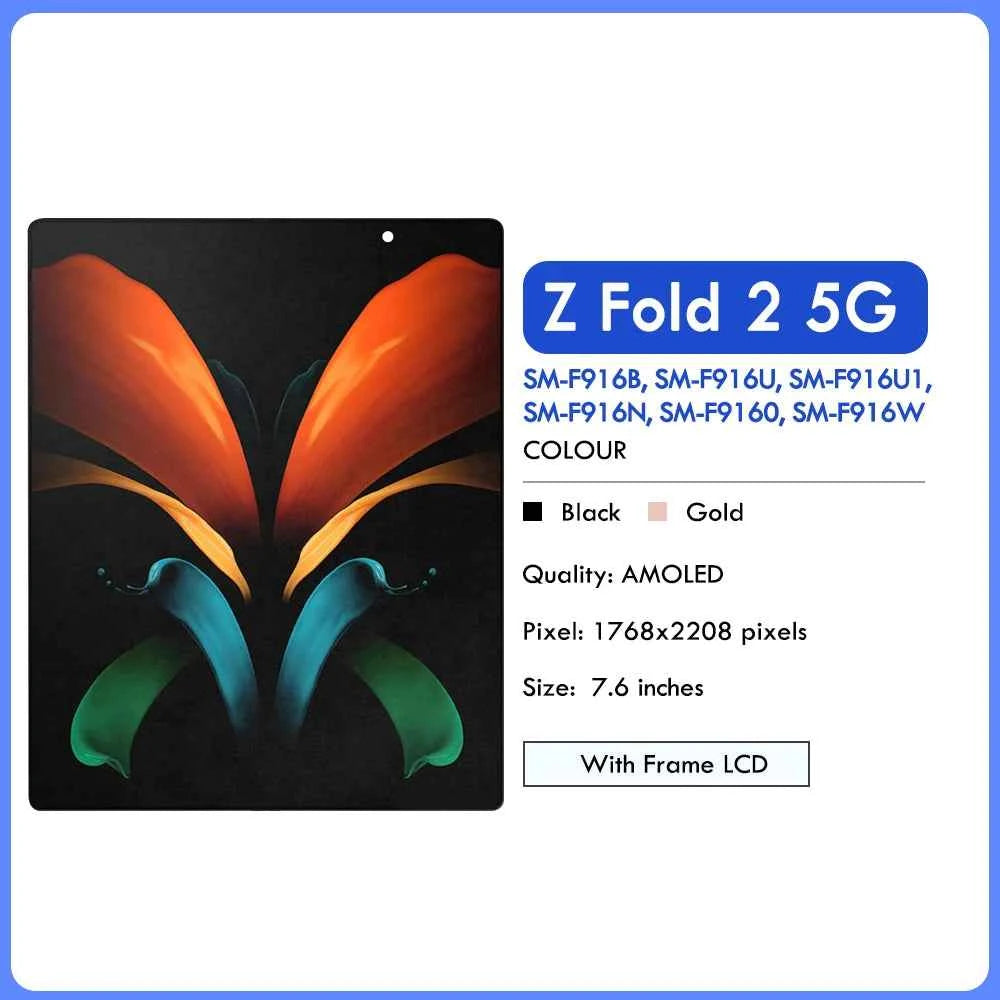 Original LCD Inner Screen For Samsung Z Fold2 5G Z Fold 2 5G SM-F916B, SM-F916U lcd Display Touch Screen Replacement