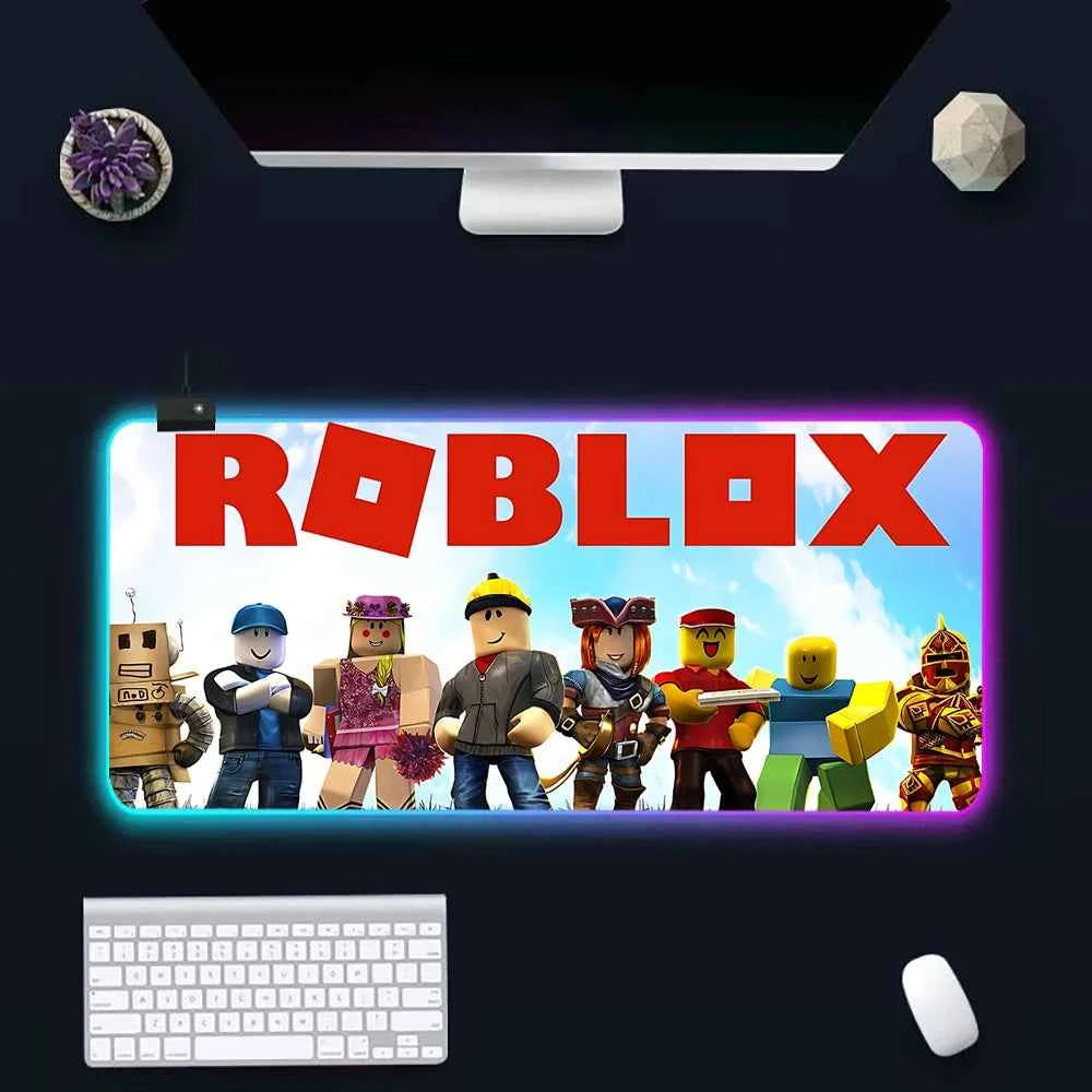 Hot game R-robloxs Cartoon RGB Pc Gamer Keyboard Mouse Pad Mousepad LED Glowing Mouse Mats Rubber Gaming Computer Mausepad