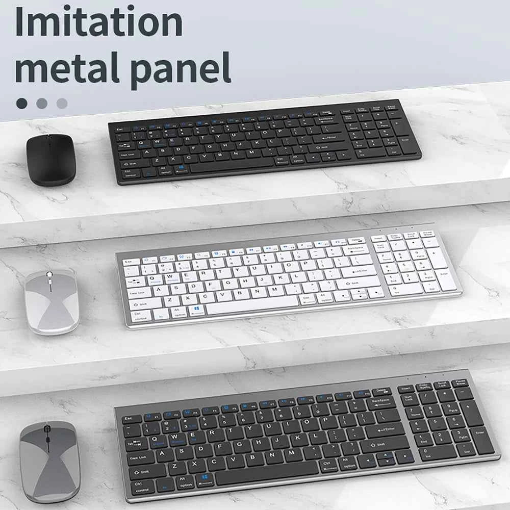 2.4G Wireless & bluetooth Keyboard Mouse Set Rechargeable Ultra-thin Computer Office Gaming Silent Slim Keyboard Mouse for ipad