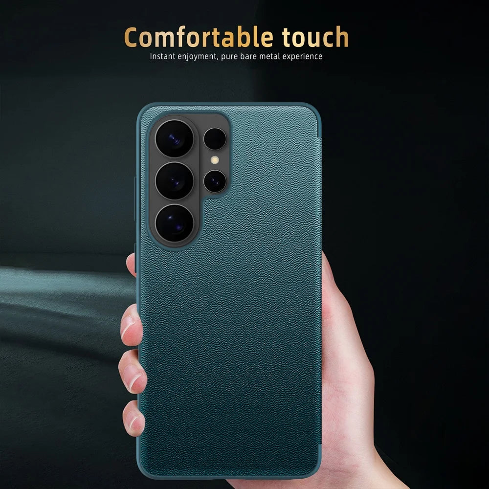 Flip Cover Smart Screen Protector Leather Case For Samsung S26 Ultra S25 S24 Plus S23 S22 S21 FE Shockproof Soft Silicone Cover