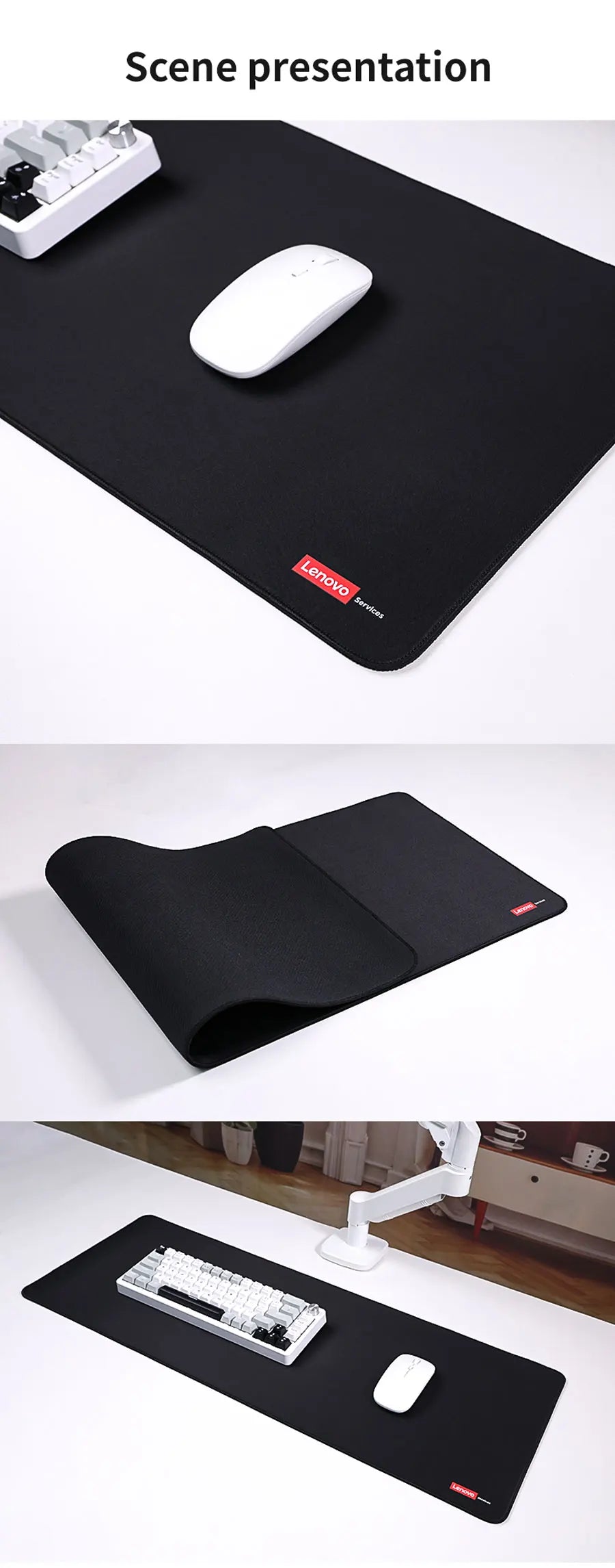 Lenovo E-Sports Gaming Extra-Thick Gaming Mouse Pad Portable Office Keyboard Desk Protector Computer Stain-Resistant Desk Pad