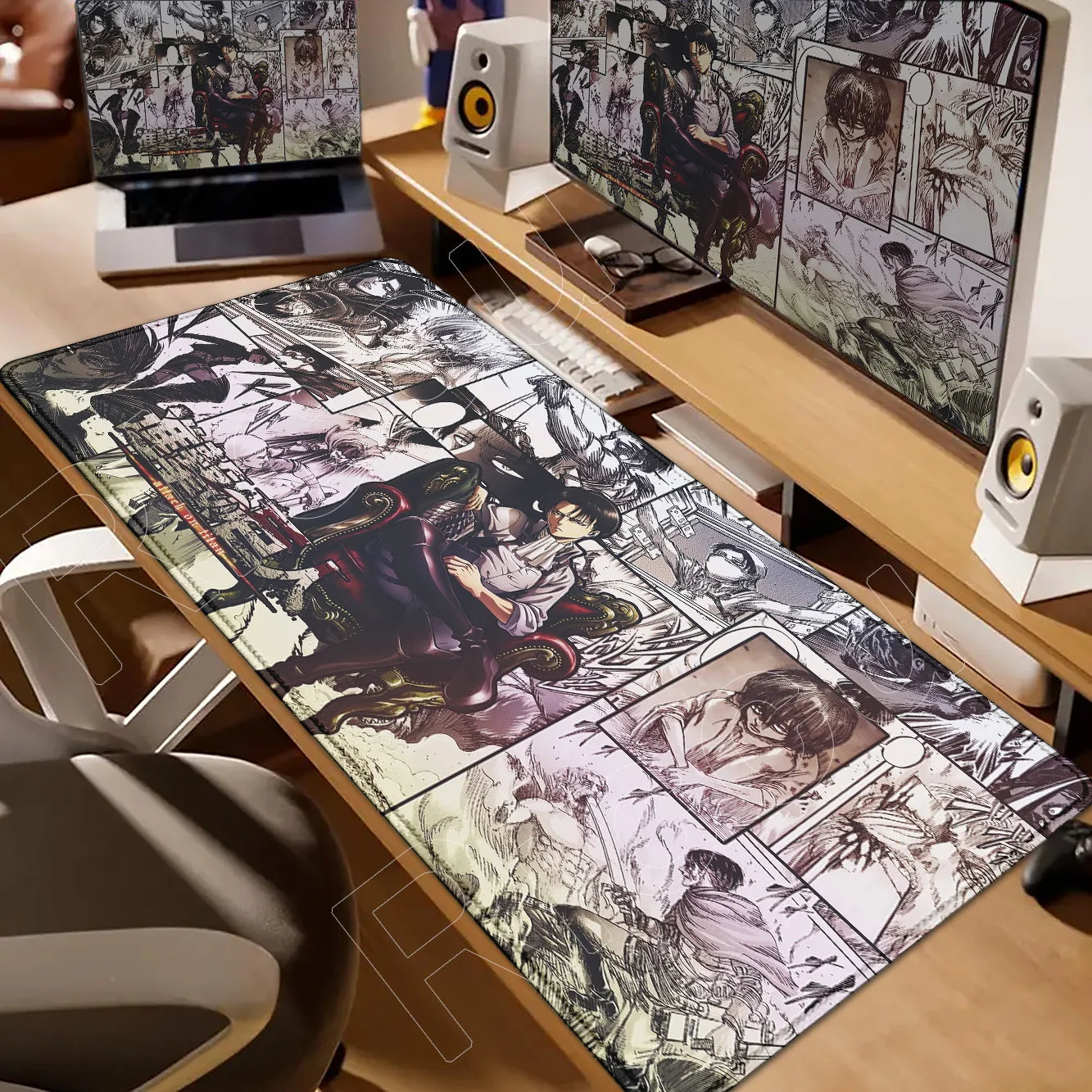 New HD Printing Attack on Titan Anime Desk Mat Large Lock Edge Mouse Pad Computer Mousepad Gaming Laptop Keyboard Mouse Mats Rug