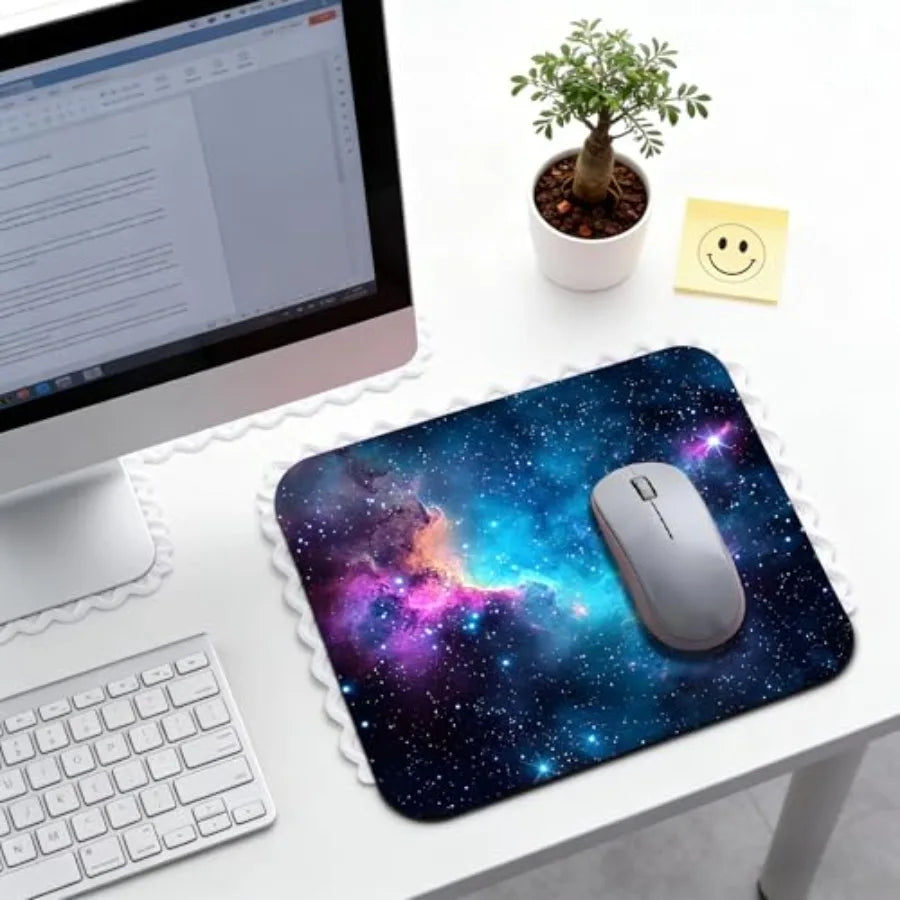 Universe Space Mouse Pads for Desk, Portable Computer Mouse Pad Small Square Mousepad, Non-Slip Rubber Base Design for Office D