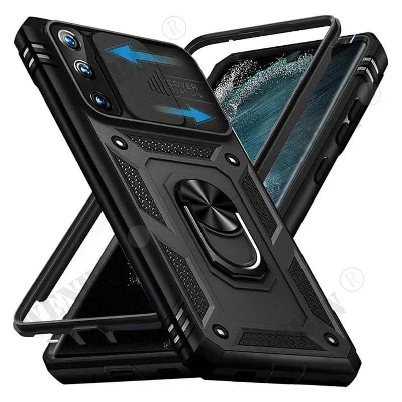 Case For Samsung S26 Ultra S25 S24 S23 Plus S25 FE A57 A56 A37 A36 A17 A16 5G Heavy Duty with Camera 360 Degree Kickstand Cover